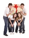 Happy family with gift box. Royalty Free Stock Photo