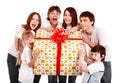 Happy family with gift box. Royalty Free Stock Photo