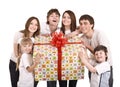 Happy family with gift box. Royalty Free Stock Photo