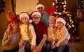 Happy family with gifts at xmas Royalty Free Stock Photo