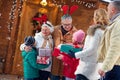 Happy family with gifts on xmas Royalty Free Stock Photo