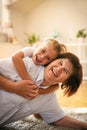 Happy family. Grandmother with granddaughter at home. Royalty Free Stock Photo