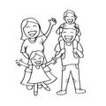 Happy family hand drawing illustration. Royalty Free Stock Photo