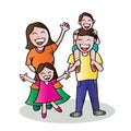 Happy family hand drawing illustration.