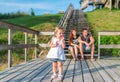 The happy family has a rest outdoors. Royalty Free Stock Photo