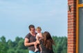 The happy family has a rest outdoors. Royalty Free Stock Photo