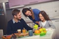 Happy family having breakfast together at home Royalty Free Stock Photo