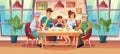 Happy family having dinner at fast food restaurant Royalty Free Stock Photo