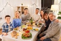 Happy family having dinner party at home Royalty Free Stock Photo