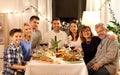 Happy family having dinner party at home Royalty Free Stock Photo