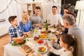 Happy family having dinner party at home Royalty Free Stock Photo