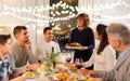 Happy family having dinner party at home Royalty Free Stock Photo