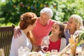 Happy family having dinner or summer garden party Royalty Free Stock Photo