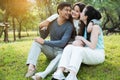 Daughter smiling with her parents