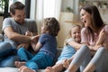 Happy family having fun playing spend weekend together at home Royalty Free Stock Photo