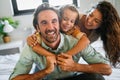 Happy family having fun time at home. People love child home concept. Royalty Free Stock Photo