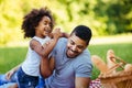 Happy family having fun time on picnic Royalty Free Stock Photo