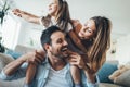 Happy family having fun time at home Royalty Free Stock Photo