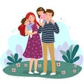 Happy family having fun together in the park. Parents with two kids Royalty Free Stock Photo