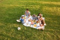 Happy family having picnic in park on summer day Royalty Free Stock Photo