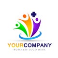 Happy family Health care medical logo icon symbol on white background Royalty Free Stock Photo