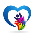 Happy Family heart care union team love in people care children kids taking growth wellness parenting care successful icon