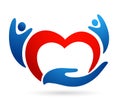 Happy Family heart care union team love in people care children kids taking growth wellness parenting care successful icon