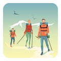 Happy family hiking in mountains Royalty Free Stock Photo