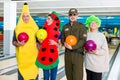 Happy family holding bowling ball Royalty Free Stock Photo