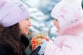 Happy family holding gift box Royalty Free Stock Photo