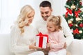 Happy family at home with christmas gift box Royalty Free Stock Photo