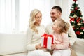 Happy family at home with christmas gift box Royalty Free Stock Photo