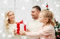 Happy family at home with christmas gift box Royalty Free Stock Photo