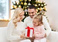 happy family at home with christmas gift box Royalty Free Stock Photo