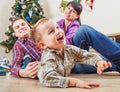 Happy family at home in christmas time Royalty Free Stock Photo