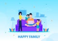 Happy Family at Home Conceptual Banner Template