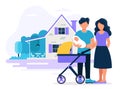 Happy family with house. Concept illustration for mortgage, buying