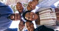 Happy family, huddle and circle portrait in nature, summer vacation and memory together with love. Black people Royalty Free Stock Photo