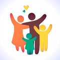 Happy family icon multicolored in simple figures. two children, dad and mom stand together. Vector can be used as logotype Royalty Free Stock Photo