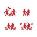 Happy family icons set. People illustration Royalty Free Stock Photo