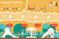 Happy Family infographic flat vector illustration. Presentation Concept