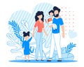 Happy Family with Kids Cartoon Flat Illustration