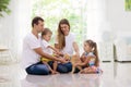 Happy family with kids at home Royalty Free Stock Photo