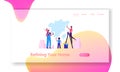 Happy Family with Kids Making Renovation at Home Website Landing Page. Parents and Children Spend Time Together Royalty Free Stock Photo