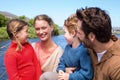 Happy family at a lake Royalty Free Stock Photo