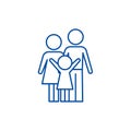 Happy family line icon concept. Happy family flat  vector symbol, sign, outline illustration. Royalty Free Stock Photo