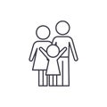 Happy family line icon concept. Happy family vector linear illustration, symbol, sign Royalty Free Stock Photo