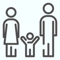 Happy family line icon. Mom, dad and kid vector illustration isolated on white. Mother, father and child outline style Royalty Free Stock Photo