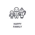 Happy family line icon, outline sign, linear symbol, vector, flat illustration Royalty Free Stock Photo