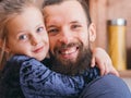 Happy family little girl hugging dear father love Royalty Free Stock Photo